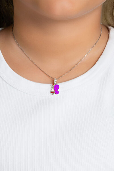 So CHIC... Kelebek Figürlü 18 Ayar Beyaz Altın Kaplama Gümüş 33 Cm Çocuk Kolye