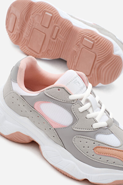 Tonny Black Pantofi sport cu șireturi, gri pudrat, cu talpă înaltă, pentru femei