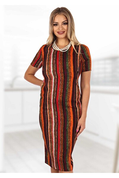 AD Fashion Rochie cu dungi si buzunare practice 56R1587i1587 - 38 EU