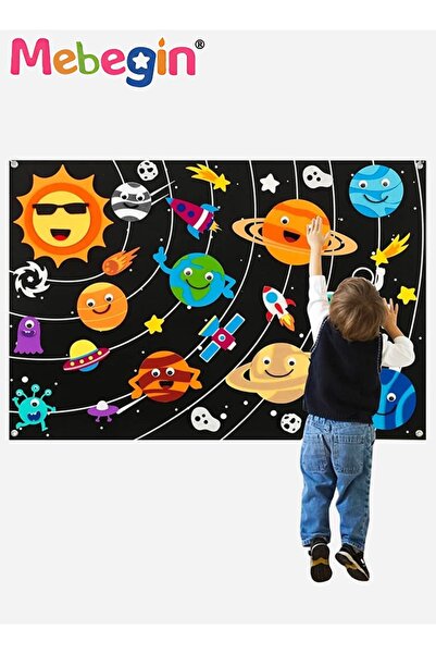 MEBEGIN مجموعة لوحة قصصية من اللباد للفضاء الخارجي بطول 3.5 قدم، مصنوعة من ال...