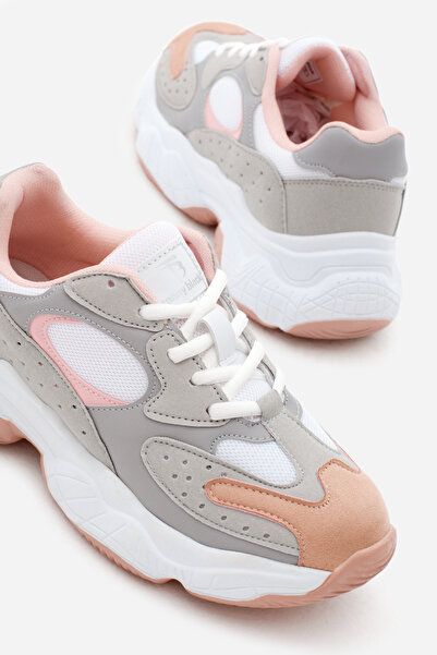 Tonny Black Pantofi sport cu șireturi, gri pudrat, cu talpă înaltă, pentru femei