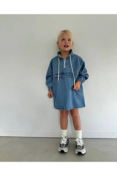 Genel Markalar fermuarlı Kız Çocuk Kot Elbisesi