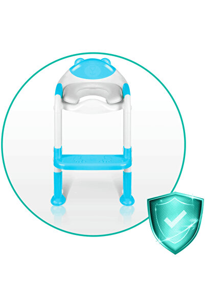 Ricokids Reductor pentru toaleta cu scarita , 2 in 1,cu un ursulet decorativ, pliabil, picioare anti-alune...