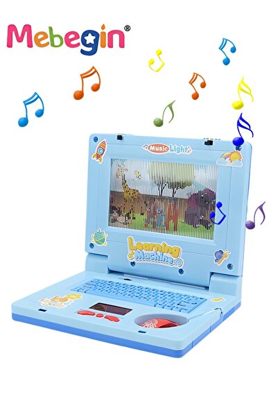 MEBEGIN كمبيوتر محمول تعليمي للأطفال مع موسيقى وإضاءة، العب بجهاز كمبيوتر محم...