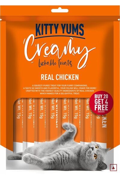 Kitty Yums مكافآت القطط الكريمية القابلة لللعق، دجاج حقيقي 360 جم ​​(15 جم × ...