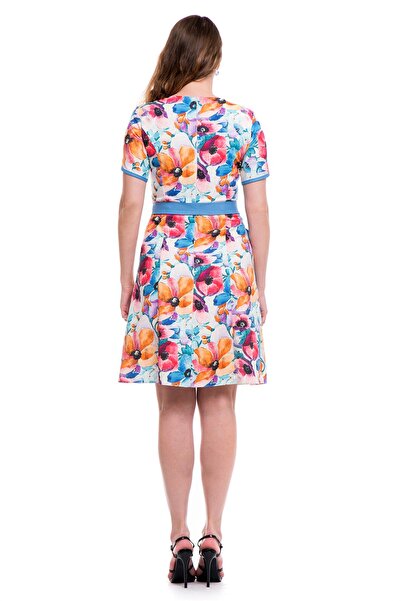 AD Fashion Wedge dress with print and plain drawstring at the waist 02R2102i2102 - 42 EU