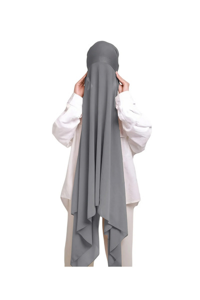 Perfectory Instant Hijab for Women with Under Scarf Tube Cap Turban Wrap- Dark Grey