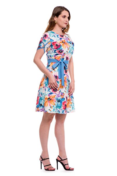 AD Fashion Wedge dress with print and plain drawstring at the waist 02R2102i2102 - 42 EU