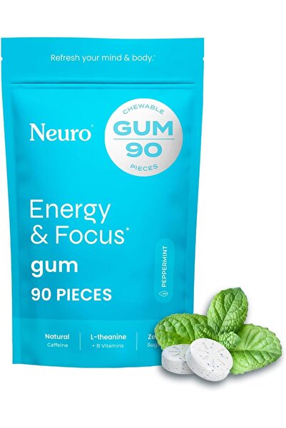 NeuroGum علكة طاقة بالكافيين (90 قطعة) - خالية من السكر مع إل-ثيانين + كافيين...