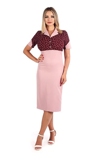 AD Fashion Dress with collar and white polka dots 101R1528i22 - 44 EU