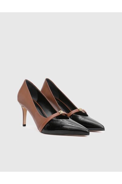 İLVİ Charo Genuine Leather Brown Women's Heeled Shoes
