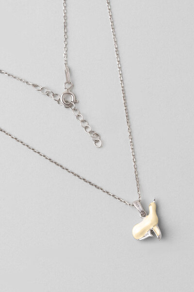 So CHIC... Fok Balığı 18 Ayar Beyaz Altın Kaplama 33 Cm Çocuk Kolye