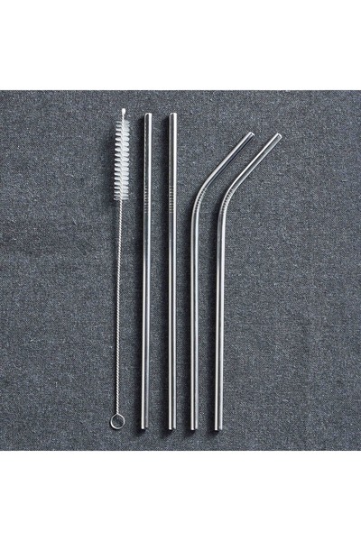 Generic مجموعة سيرو المكونة من 4 قطع من القش والمنظف المصنوع من الفولاذ المقاوم للصدأ