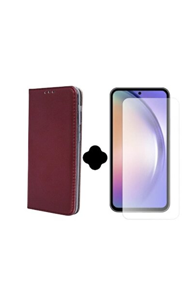 Gtech Protective set for Samsung Galaxy A16, Book Case and Clear Screen Protector, Leather, Burgundy