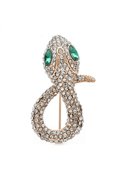 Pursehuit Broșă aurie, formă de șarpe, cu pietre, Wante C1
