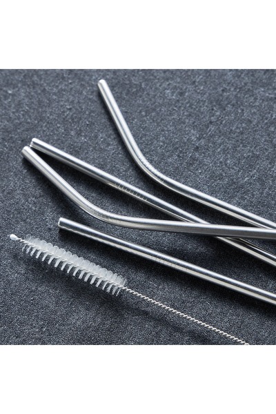 Generic مجموعة سيرو المكونة من 4 قطع من القش والمنظف المصنوع من الفولاذ المقاوم للصدأ