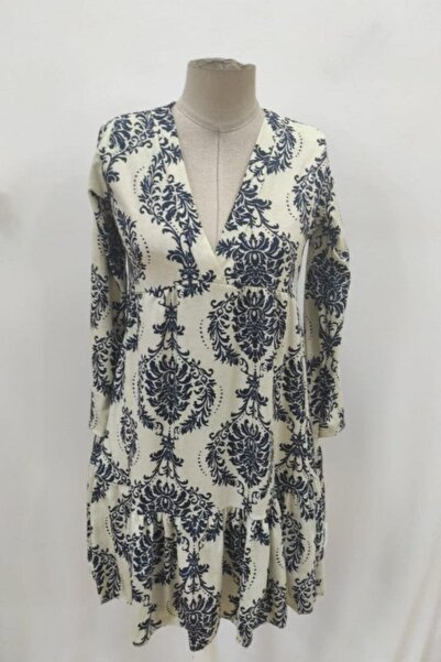 Mossta Μίνι φόρεμα με βολάν με λαιμόκοψη σε σχήμα V - Σκούρο μπλε