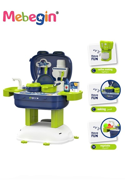 MEBEGIN مجموعة مطبخ 3 في 1 مع حقيبة ظهر مكعبات، مجموعة طبخ واقعية مكونة من 36...