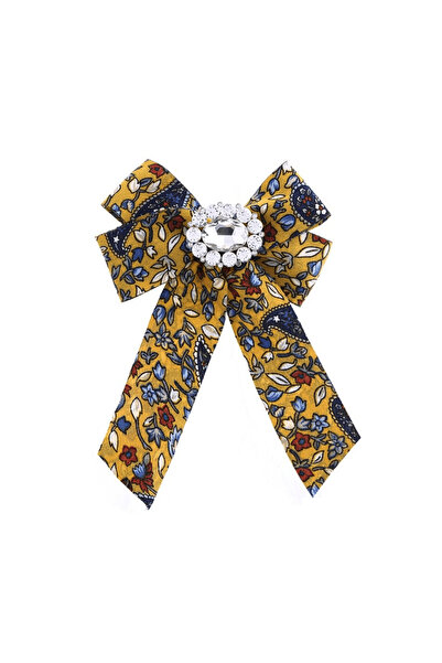 Pursehuit Καρφίτσα Jabou, κίτρινη, με λουλούδια και πέτρες, Sanfrida C5