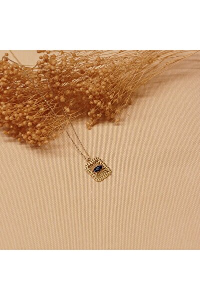 TAHAN MÜCEVHERAT Nazar Mineli Plaka Minimal Kolye