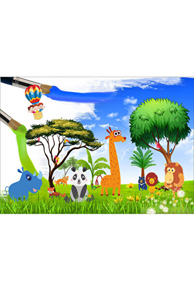 VIODESIGN Fototapet Copii, Savana Prietenoasa, autoadeziv, multicolor,120x200 cm