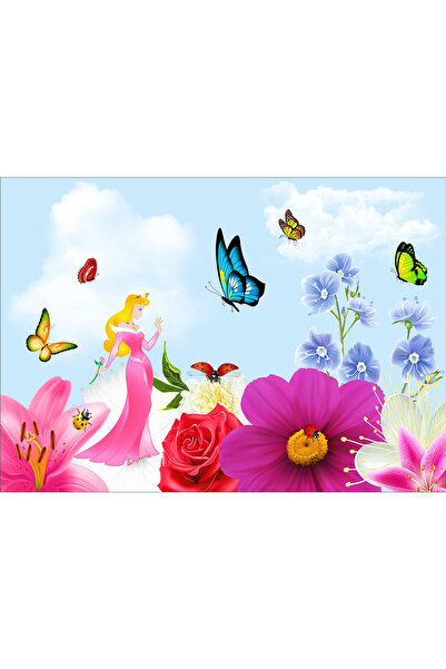 VIODESIGN Fototapet Copii, Flori si Fluturi, autoadeziv, multicolor,120x200 cm