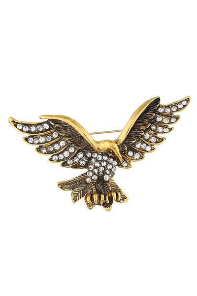 Pursehuit Χρυσή καρφίτσα, σε σχήμα αετού, με πέτρες, Nickolas C1