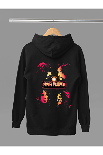 MAGORS Hanorac rock cu glugă, cu mânecă lungă, din bumbac, imprimat PINK FLOY...