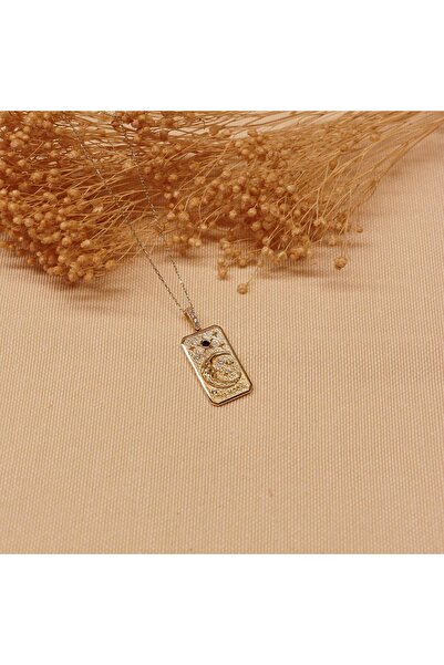 TAHAN MÜCEVHERAT Moon Dövme Plaka Vintage Minimal Kolye