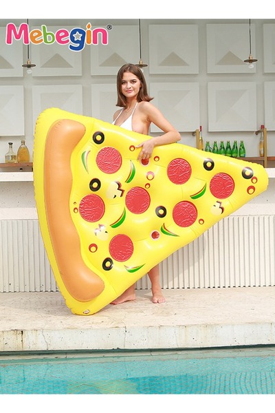 MEBEGIN 180*150cm Inflatable Pool Float, Giant Pizza Swimming Pool Floating, Pizza Slice Inflatable Mat with