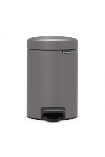 Brabantia NewIcon Pedal Bin 1001096, 3 l, Soft Close, Anti-Slip Base, Mineral Coating, Grey