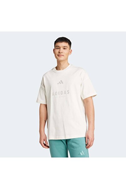adidas Ανδρικό μπλουζάκι κρεμ με γραφικά ALL SZN (JL6552)