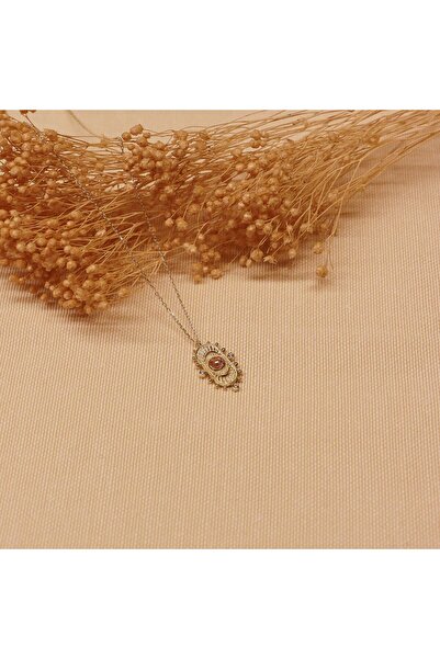 TAHAN MÜCEVHERAT Turmalin Plaka Retro Minimal Kolye