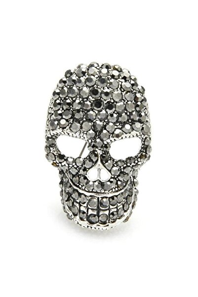 Pursehuit Broșă de culoare argintie, formă de cap de schelet, cu pietre, Lili...