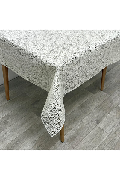 aydev home collection Thread Patterned Wicker Luxury Pvc Coated Erasable Tablecloth Waterproof Transparent Oilcloth Cream