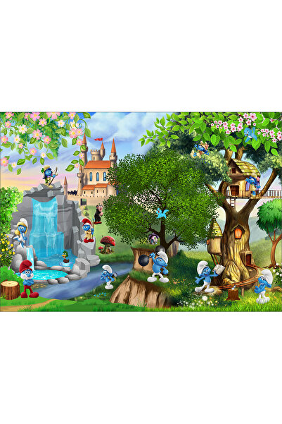 VIODESIGN Fototapet Copii, Strumfii in Padure, autoadeziv, multicolor,120x200 cm