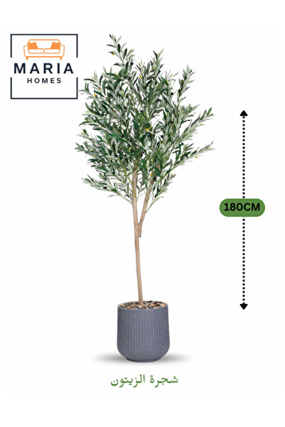 MARIA HOMES Artificial Olive Tree 180 cm – Tall Indoor Decorative Plant with Gray Pot for Home & Office