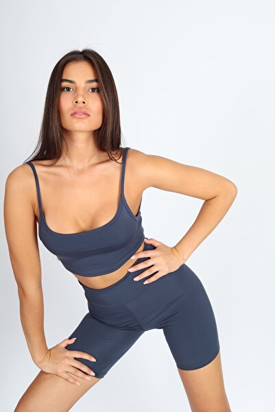 Softandbasic Crop Fit Indıgo Askılı Spor Bra