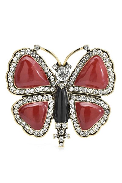 Pursehuit Χρυσή καρφίτσα, σε σχήμα πεταλούδας, με πέτρες, Riina C3