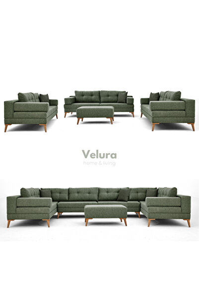 Velura Home & Living Zeri 3+3+3 Yataklı Puzzle Modüler U Köşe Koltuk Takımı &...