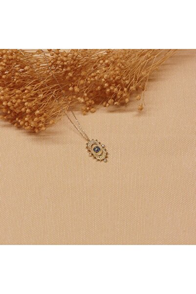 TAHAN MÜCEVHERAT Aquamarin Plaka Retro Minimal Kolye