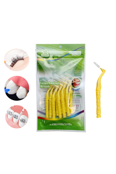 L&Wen 10 PCS L-Shaped Interdental Brushes, Dental Toothpick Floss for Braces (1.0-1.2mm）