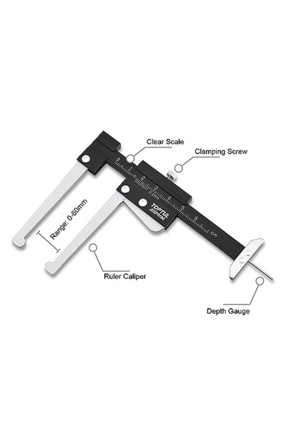 TOPTUL JEEF0160 brake disc and tire tread depth gauge, measuring capacity