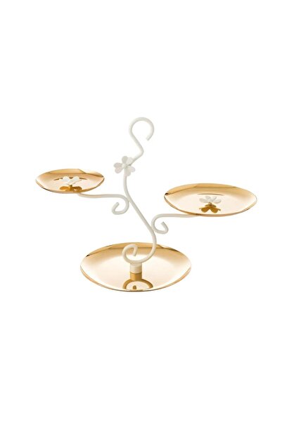 ORIAN رف حلاوة قطوف معدني، 3 أقسام، أبيض وذهبي