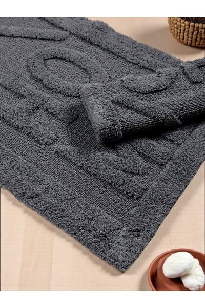 Evimle Myraa Cotton Bath Mat Set (60X100)(50X60Black+-+001