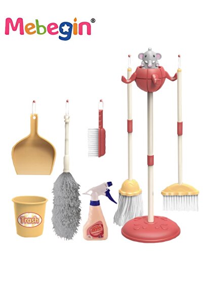 MEBEGIN مجموعة أدوات منزلية مكونة من 8 قطع، مجموعة ألعاب تنظيف، مجموعة ألعاب تظاهرية تعليمية متينة، مكنسة منزلية