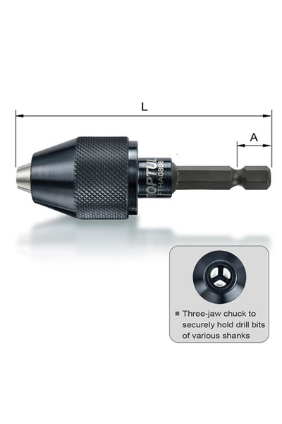 TOPTUL TOPTUL FTHA0806 3-jaw quick chuck, 1/4 inch hex shank, 9.5 mm EU clamping length, clamping