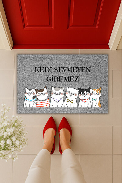 Dormot Yüksek Kaliteli Dijital Baskılı Sevimli Kedi Sevmeyen Giremez Kapı Önü...
