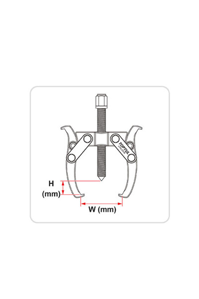 TOPTUL JJAL0203 bearing puller, 2 claws, jaw opening 40-75 mm, stroke length 5