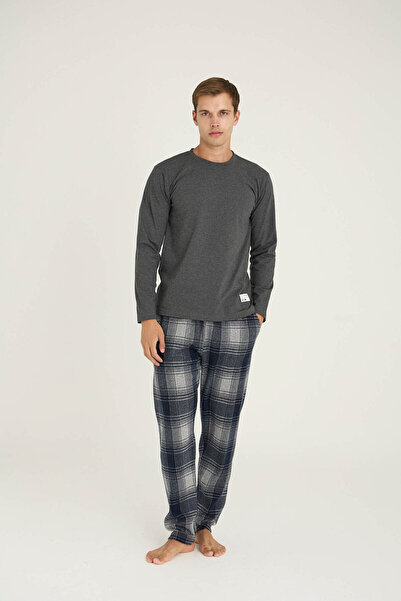 KLY Men's O-Collar Pajama Set Stylish Design Comfortable Sleep 100% Cotton